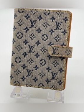 Louis Vuitton Agenda Cover Mini Lin Canvas Gray Blue Monogram PM planner